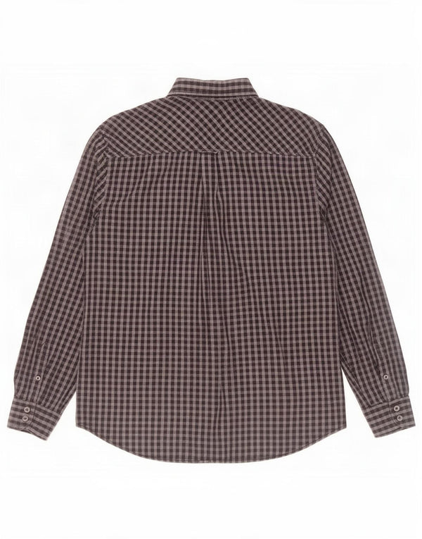 Ben Sherman Mens Shirt Large Grey Gingham Cotton