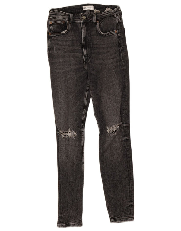 Zara Jeans Ajustados Desgastados para Mujer EU 38 Small W28 L27 Algodón Gris