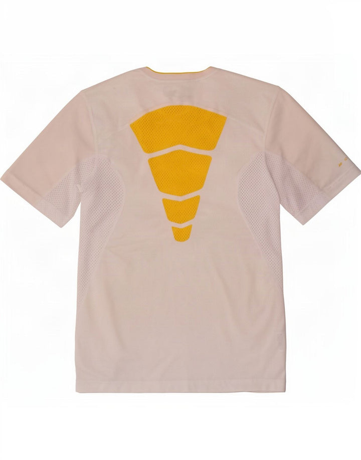 Męski T-shirt Nike Dri Fit, mały, biały, poliestrowy blok kolorów
