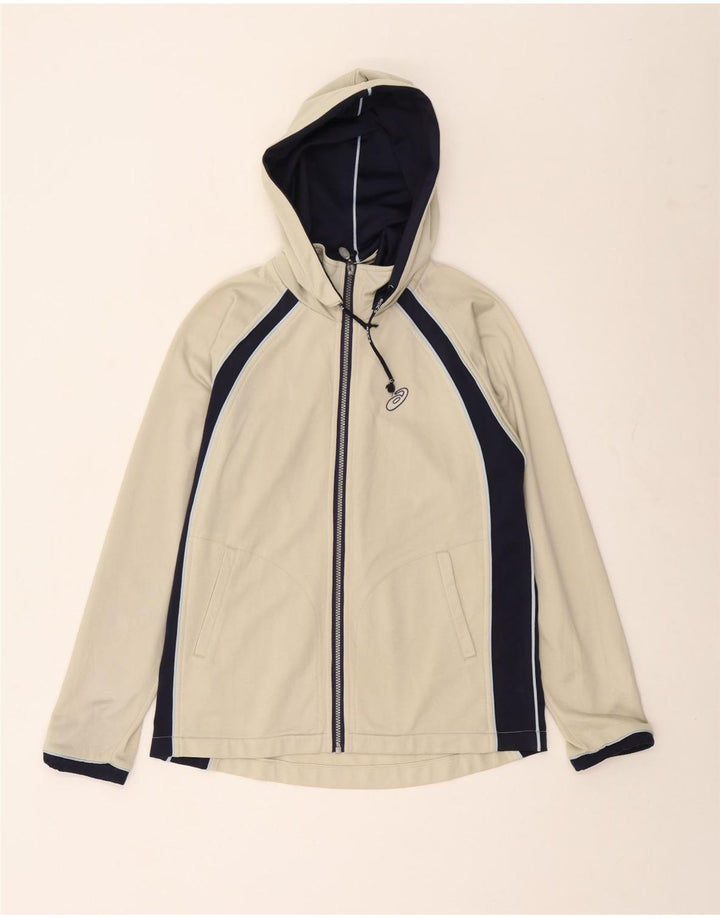 Asics Mens Zip Hoodie Sweater Medium Beige Colourblock