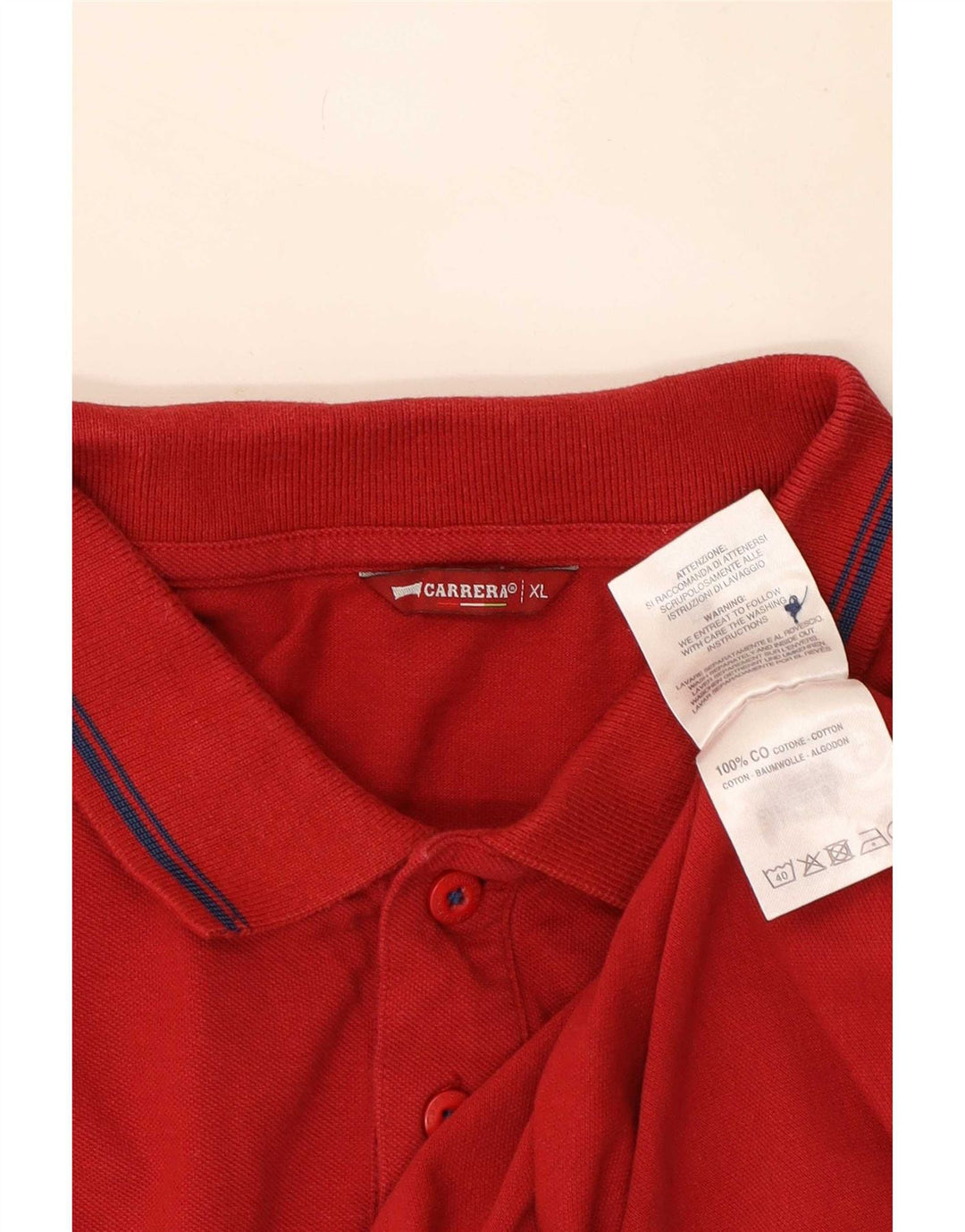 Carrera Mens Polo Shirt XL Red Striped Cotton