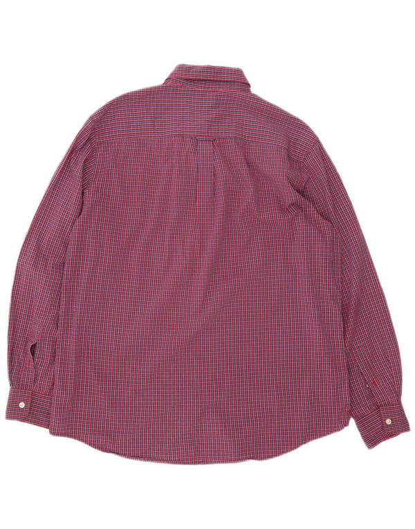 Chaps Mens Shirt Large Red Gingham Cotton