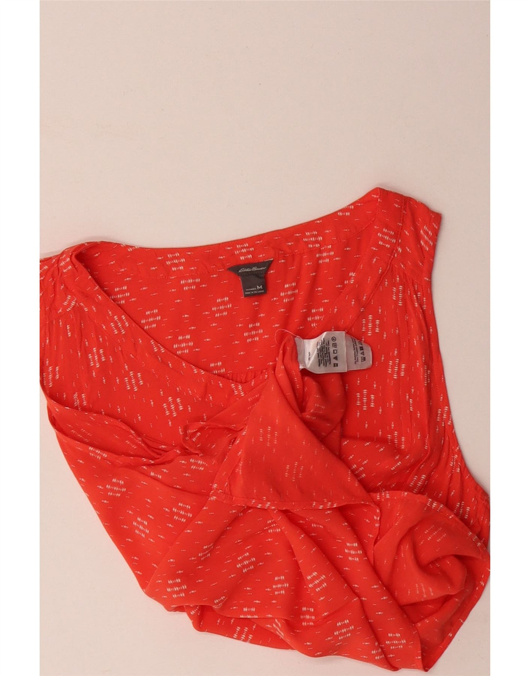 Eddie Bauer Womens Blouse Top UK 14 Medium Orange Geometric Rayon