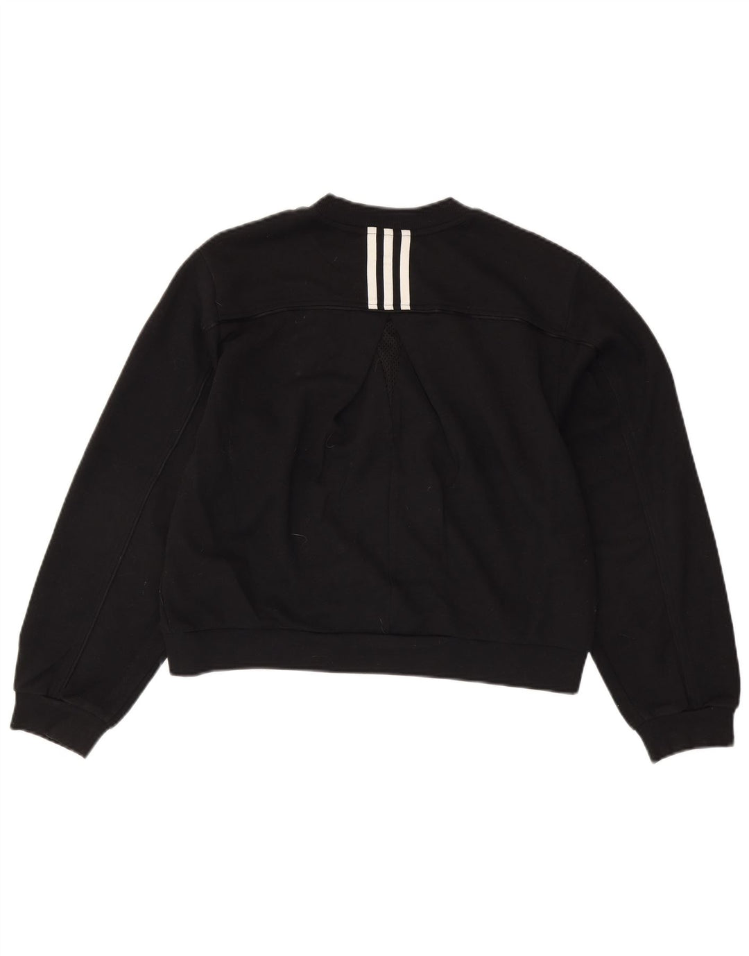 ADIDAS Womens Crop Oversized Sweatshirt Jumper UK 8/10 Small Black
