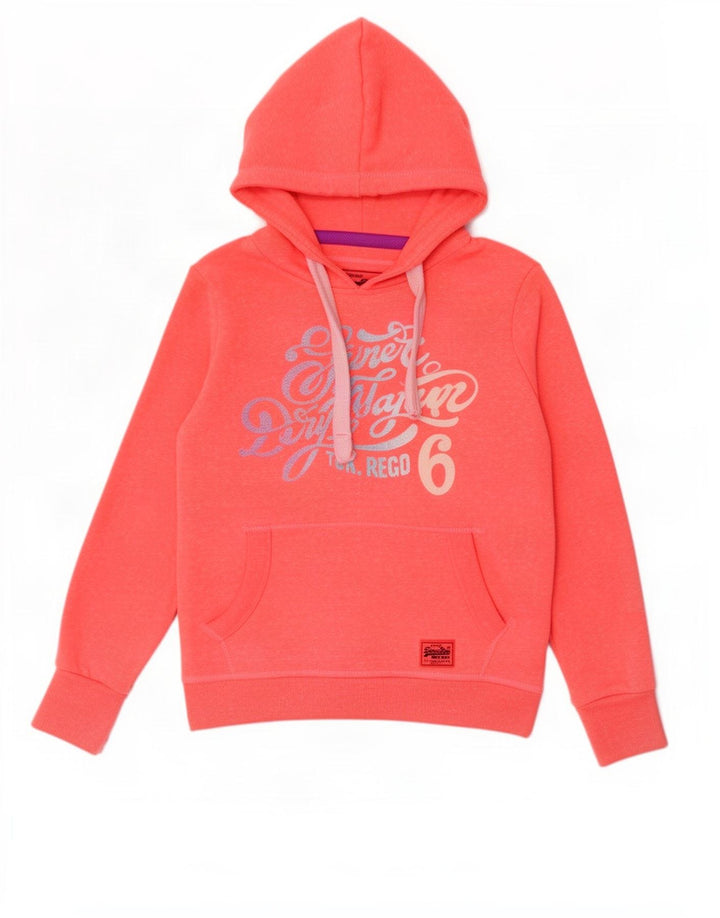Felpa con cappuccio grafica da donna Superdry UK 14 poliestere rosa medio