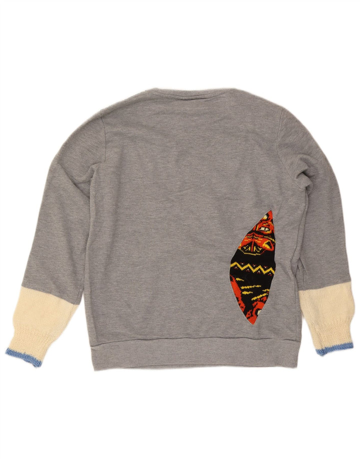 Fila Womens Graphic Sweatshirt Jumper UK 16 Large Grey Colourblock