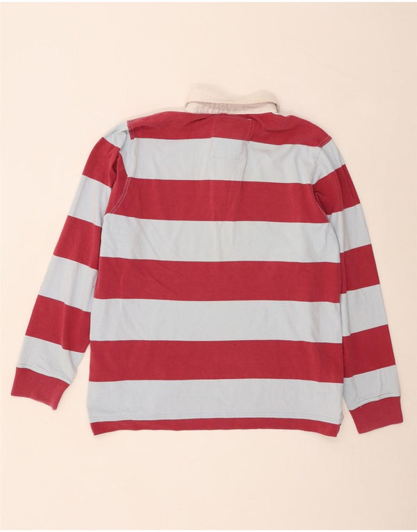 Besætningsbeklædning Langærmet rugby poloshirt til mænd XL Pink Stribet bomuld
