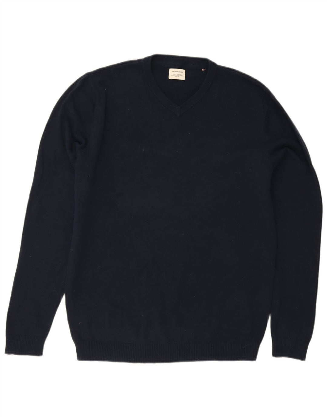 Jack & Jones Mens V-Neck Jumper Sweater Small Navy Blue Cotton