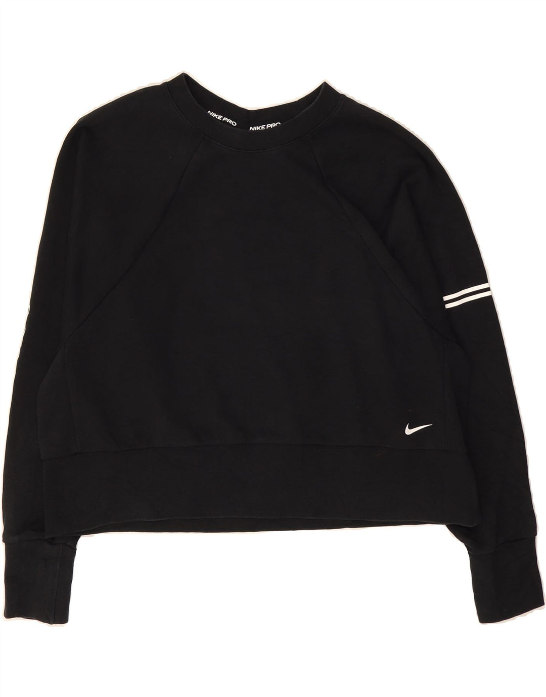 NIKE Womens Crop Sweatshirt Jumper UK 16 Large Black Cotton Vintage Nike and Second-Hand Nike from Messina Hembry 