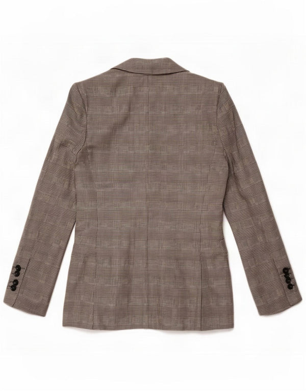 Gianfranco Ferre Veste blazer 1 bouton pour femme UK 16 Large laine à carreaux gris
