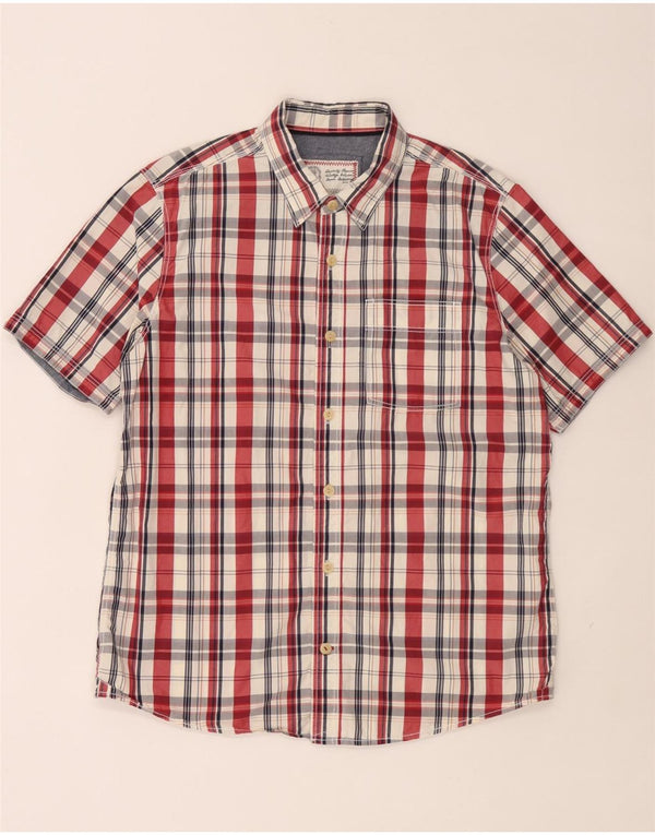 Fat Face Chemise à manches courtes pour homme en coton à carreaux multicolores