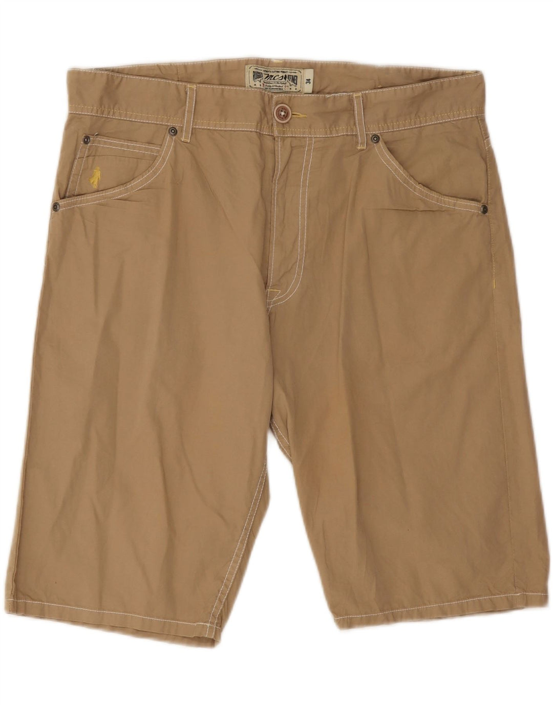 Marlboro Classics Mens Casual Shorts W34 Large Beige Cotton