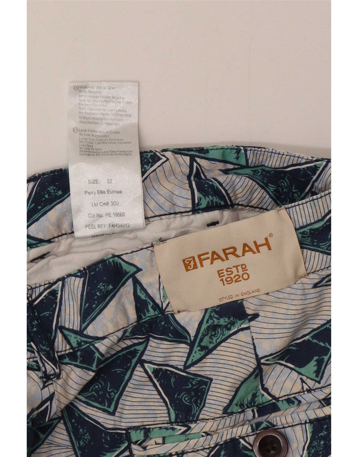 Farah Mens Chino Shorts W32 Médio Algodão Geométrico Multicolorido