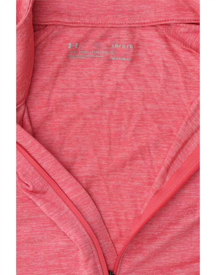 Under Armour Womens Zip Neck Top Long Sleeve UK 16 Large Pink