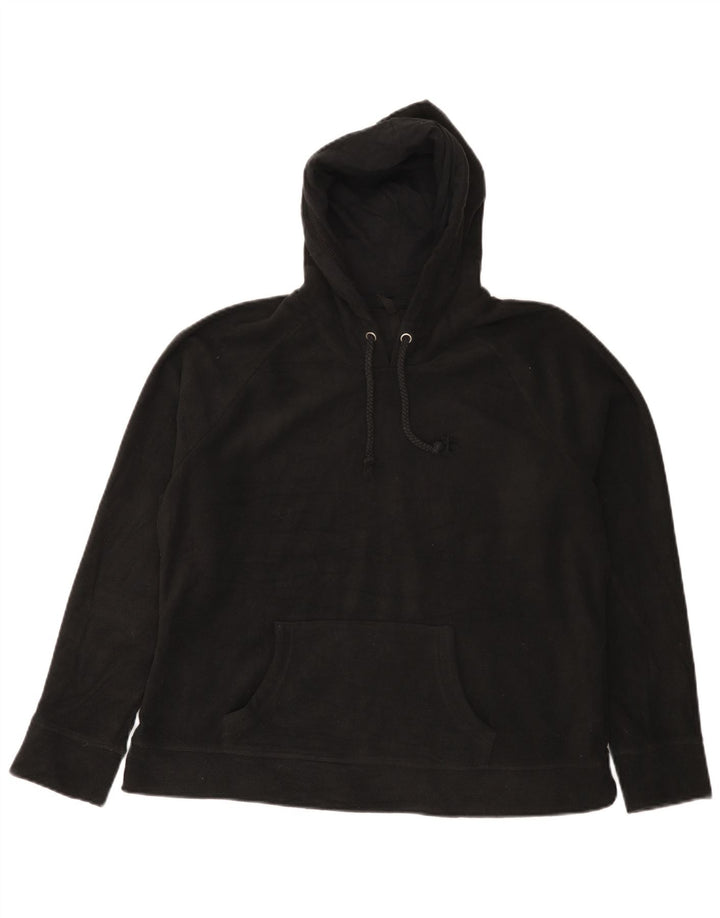 Marks & Spencer Womens Hooded Fleece Jumper UK 16 Large Black Polyester