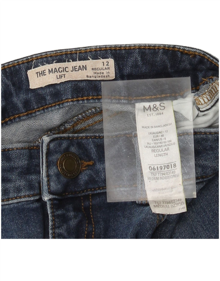 Marks & Spencer Womens Regular Slim Jeans UK 12 Medium W30 L28 Blue Cotton