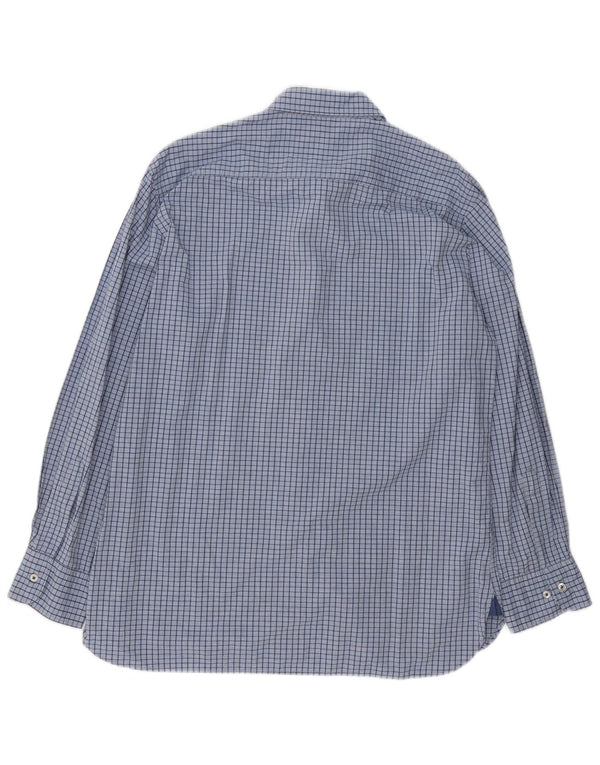 Massimo Dutti Herren-Hemd mit lässiger Passform, groß, blau kariert, Baumwolle