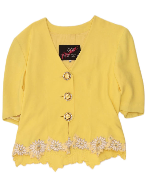 Gai Mattiolo Top Cardigan da Donna a 1/2 Maniche IT 46 Large Giallo Designer