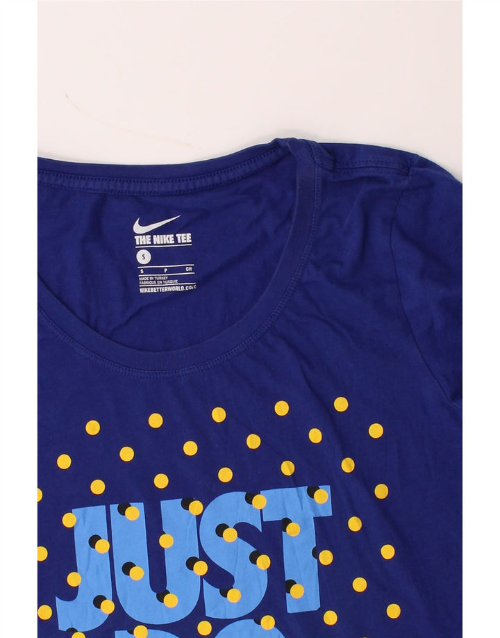 NIKE Womens Graphic T-Shirt Top UK 10 Small Navy Blue Vintage Nike and Second-Hand Nike from Messina Hembry 