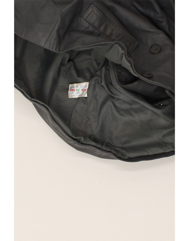 VINTAGE Womens Leather Jacket UK 14 Large Grey Leather Vintage Vintage and Second-Hand Vintage from Messina Hembry 