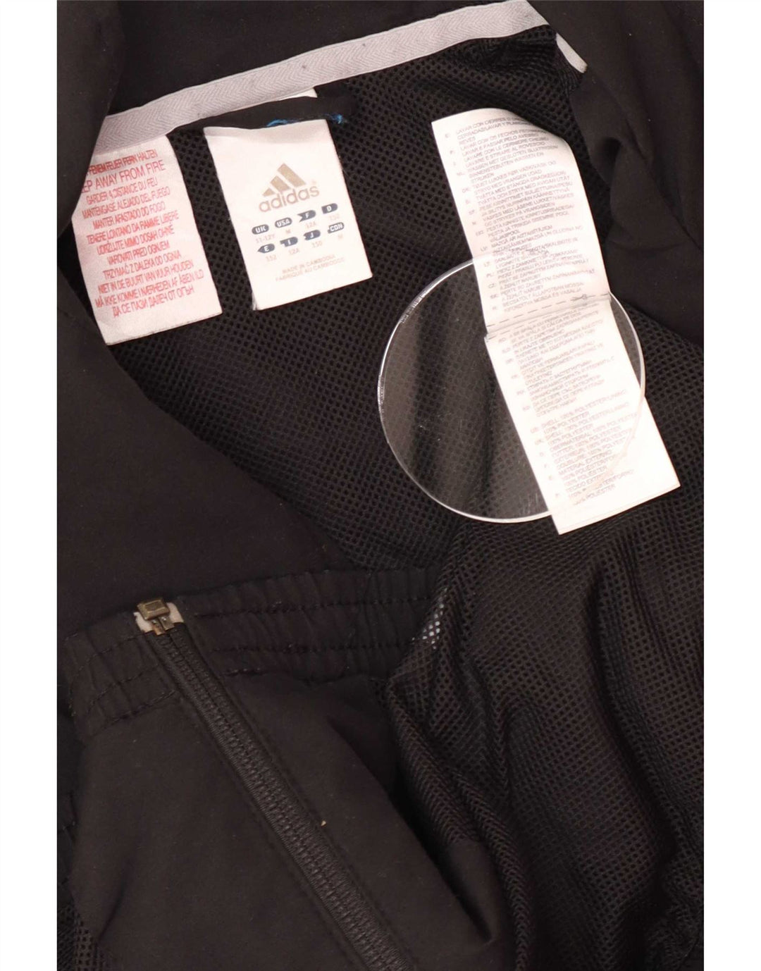 Adidas Boys Graphic Tracksuit Top Jacket 11-12 Years Black Polyester