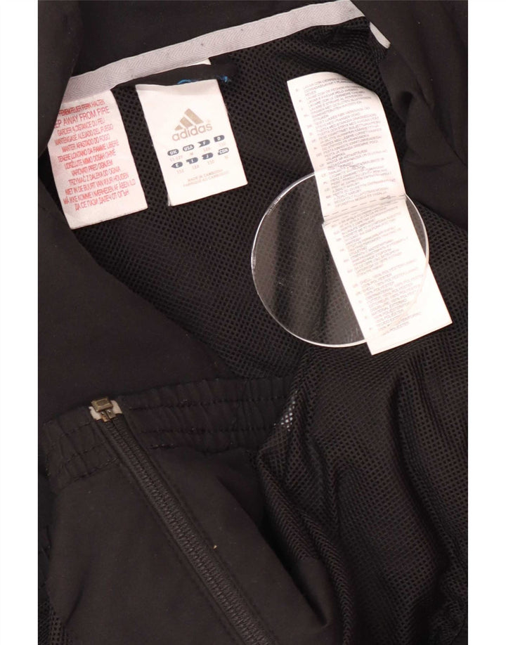 Adidas Boys Graphic Tracksuit Top Jacket 11-12 Years Black Polyester