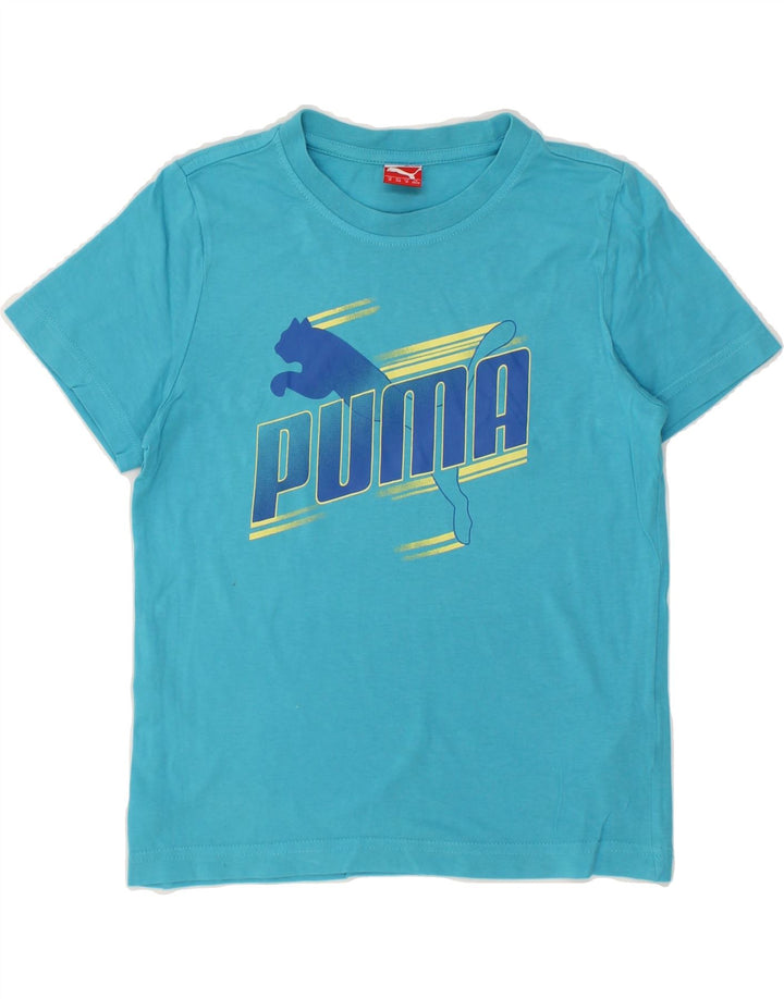 PUMA Boys Graphic T-Shirt Top 9-10 Years Medium Blue Cotton Vintage Puma and Second-Hand Puma from Messina Hembry 