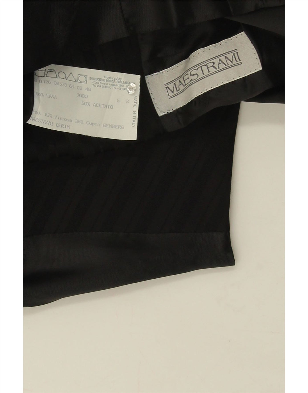 Maestrami Mens Waistcoat IT 48 Medium Black Striped Wool