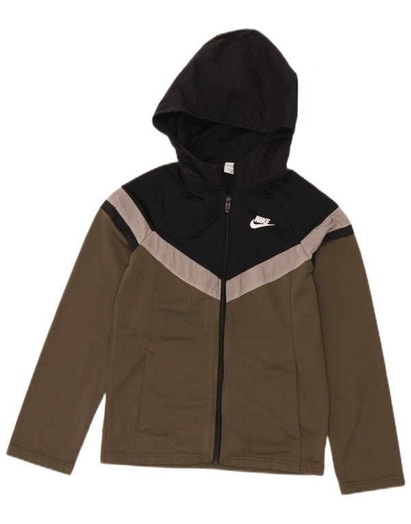 Felpa con cappuccio e zip Nike per ragazze, 12-13 anni, grande, in poliestere color kaki