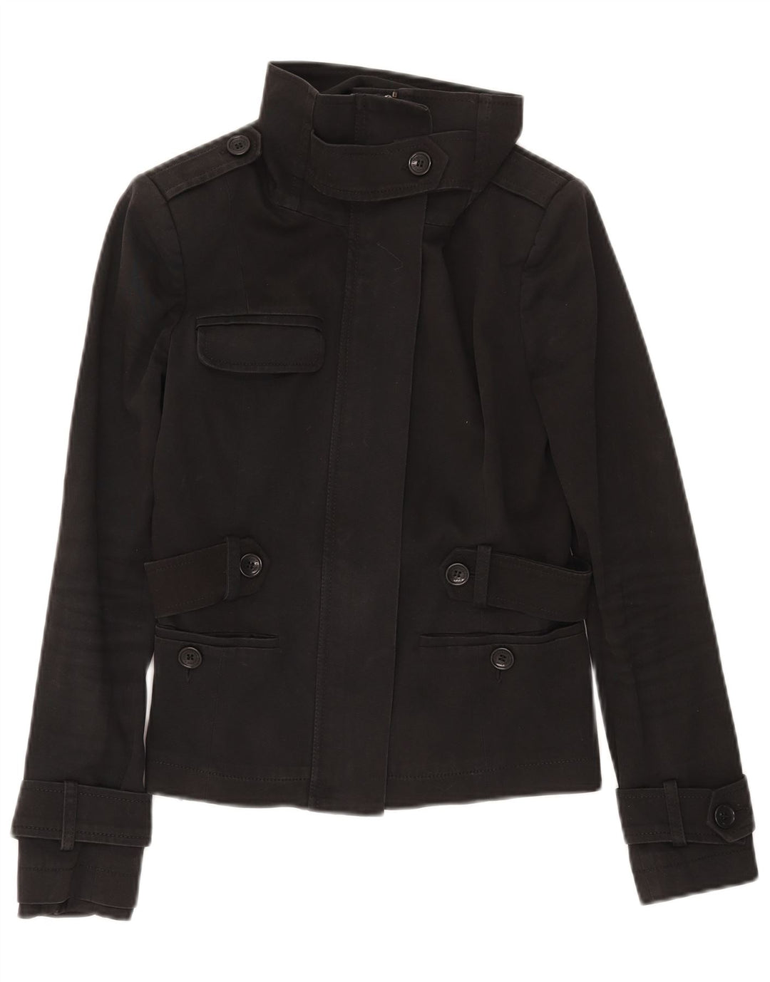 Patrizia Pepe Womens Military Jacket IT 42 Medium Black Cotton