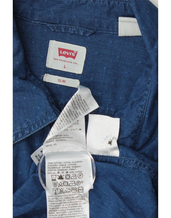 LEVI'S Slim skjorte til mænd Stor marineblå bomuld