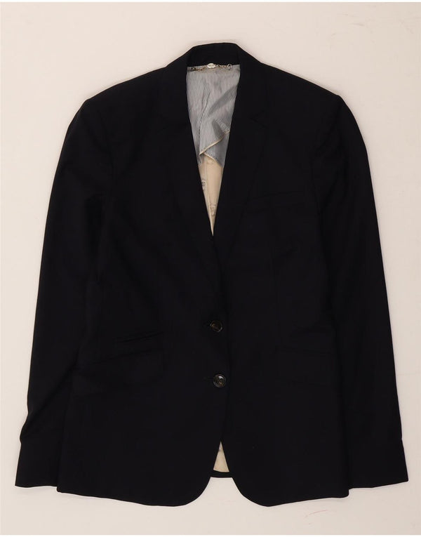 Massimo Dutti Dame 2-knaps blazerjakke EU 40 Mellem marineblå uld