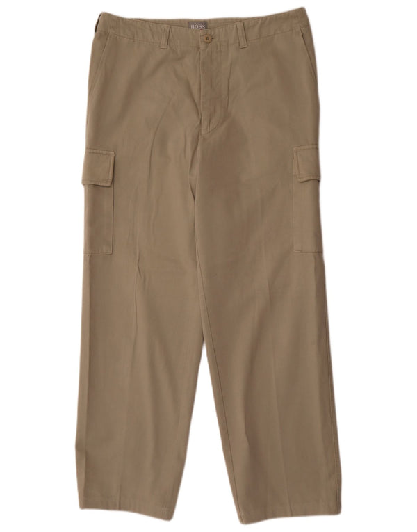 Hugo Boss Mens Straight Cargo Trousers IT 52 XL W34 L30 Grey Cotton