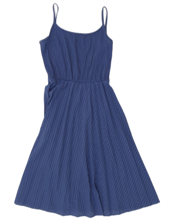 C&A Womens Sundress UK 10 Small Blue Striped Polyester