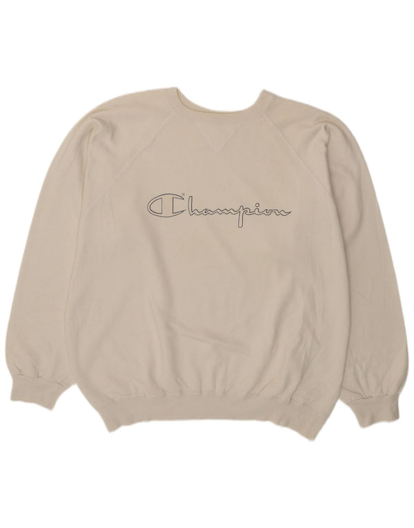 Champion Herre Grafisk Sweatshirt Jumper XL Hvid Bomuld