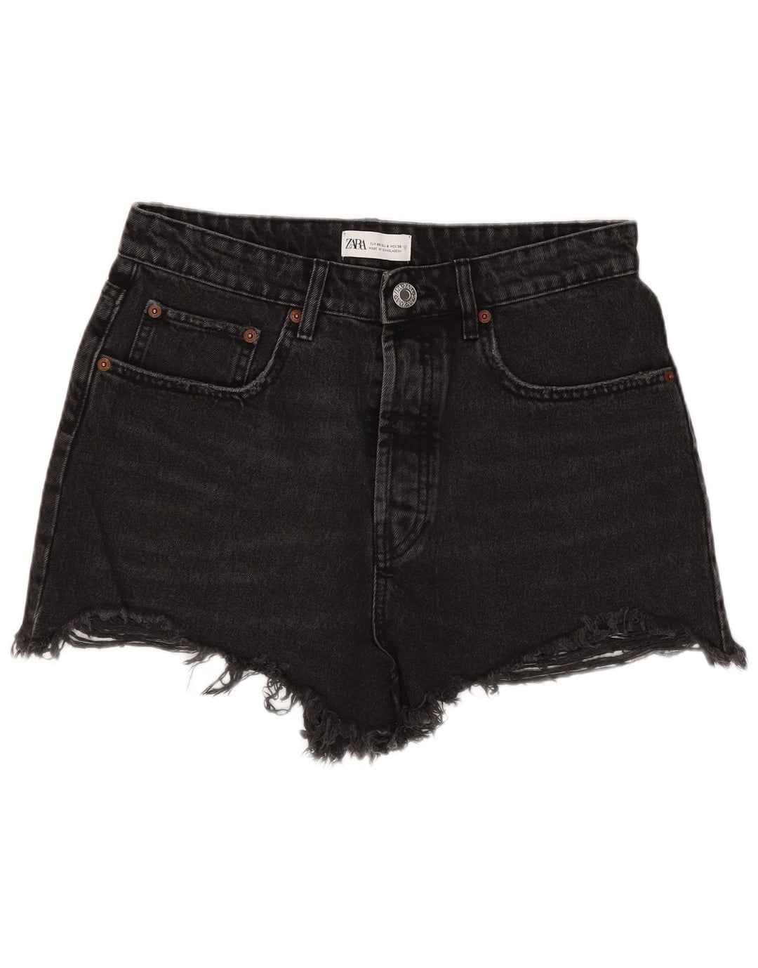 Zara Womens High Waist Denim Shorts EU 40 Medium W30 Black