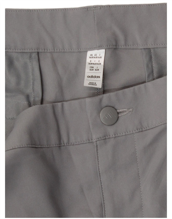 Adidas Mens Slim Chino Trousers W36 L30 Grey Polyester