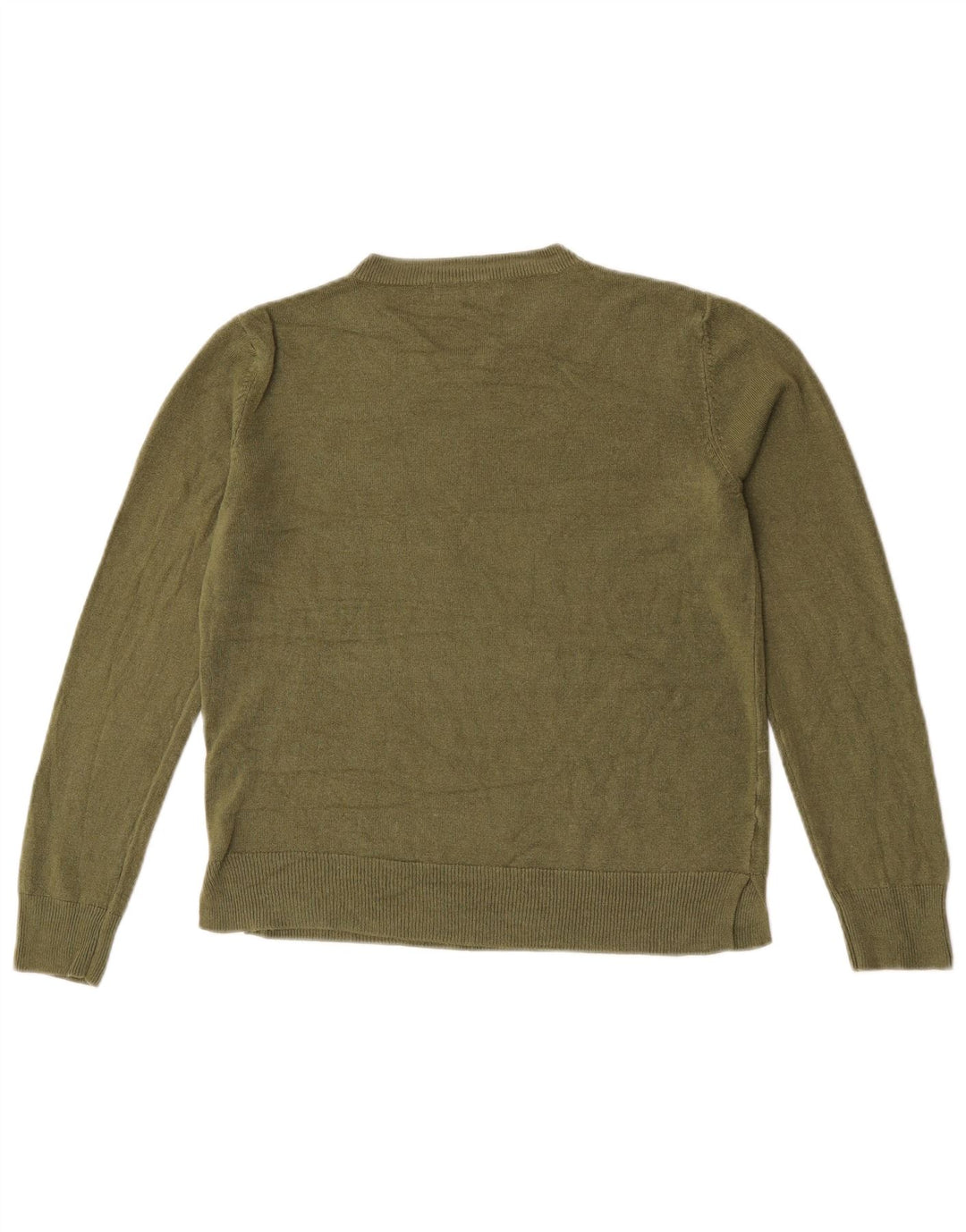 Marks & Spencer Womens Crew Neck Jumper Sweater UK 12 Medium Khaki Acrylic