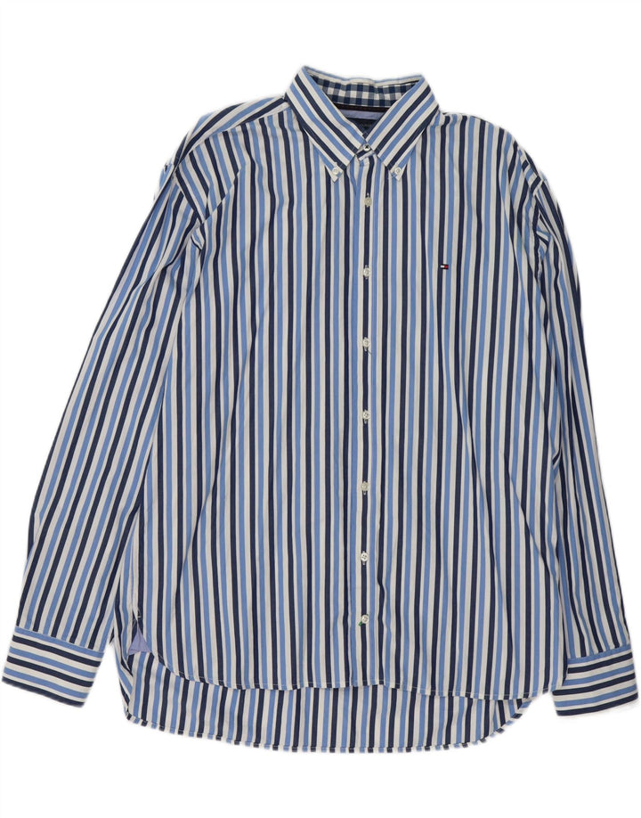 TOMMY HILFIGER Mens Shirt XL Blue Striped Cotton