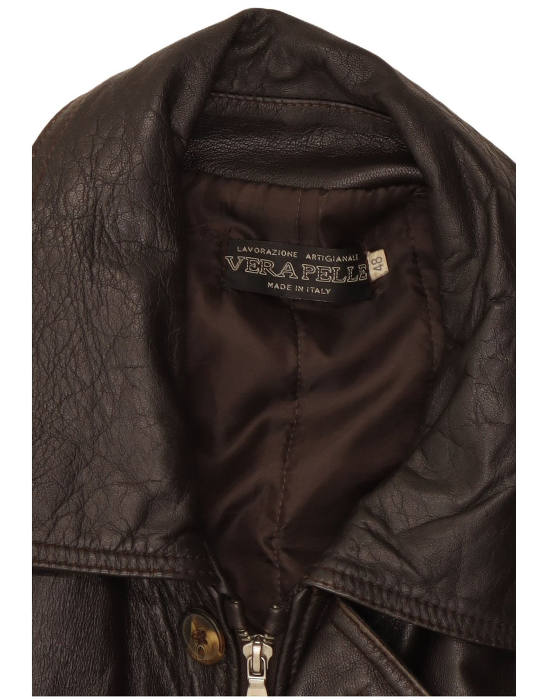 Lavorazione Artigianale Mens Leather Jacket IT 48 Medium Brown Leather