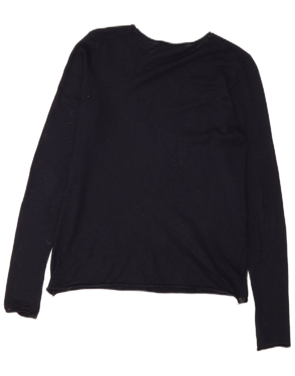 Zara Womens Boat Neck Jumper Sweater UK 12 Medium Navy Blue