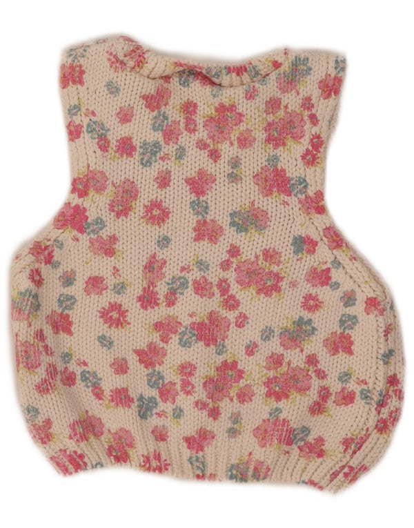 Canotta corta da donna Zara UK 12 Poliestere floreale bianco medio