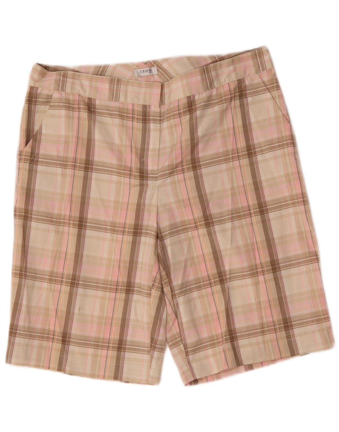 Izod Womens Chino Shorts US 8 Medium W32  Pink Check Polyester