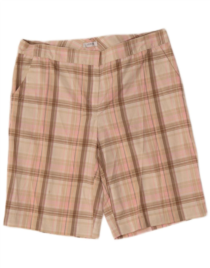 Izod Womens Chino Shorts US 8 Medium W32  Pink Check Polyester