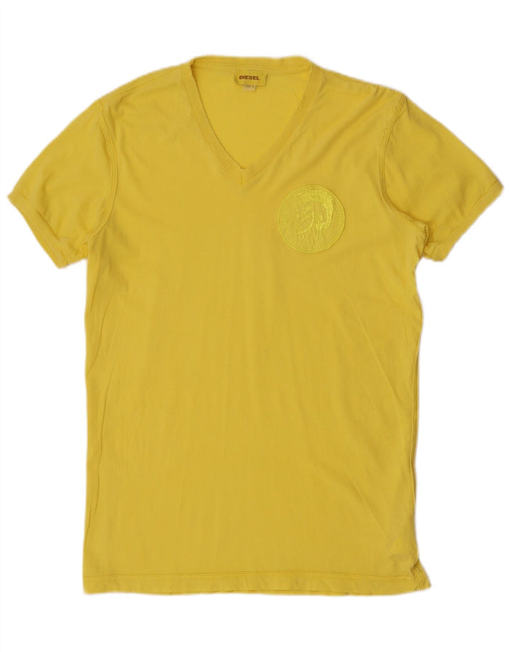 Diesel Mens Graphic T-Shirt Top Large Yellow Cotton