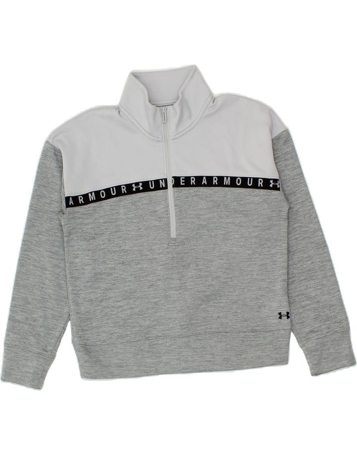 UNDER ARMOUR Womens Oversized Graphic Sweatshirt Jumper UK 6 XS Grey Vintage Under Armour and Second-Hand Under Armour from Messina Hembry 