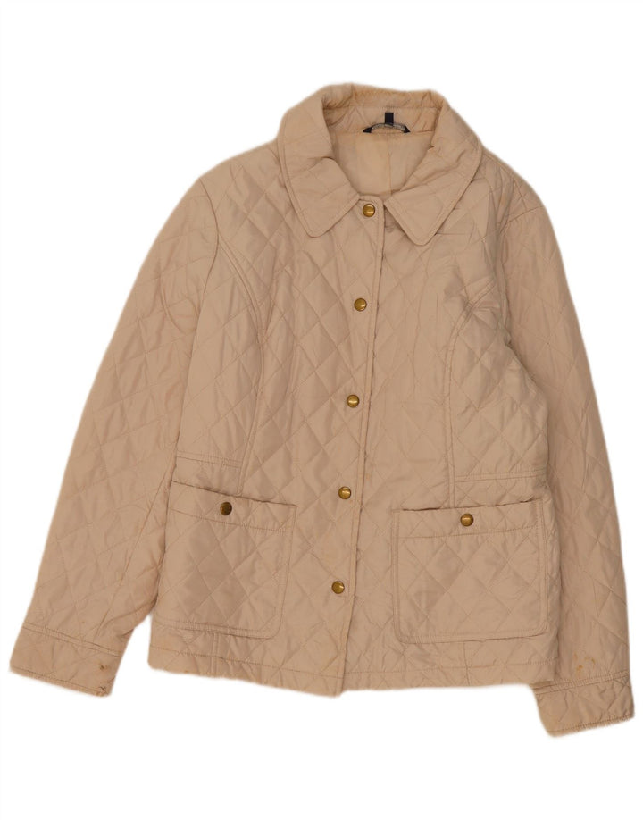 Marks & Spencer Womens Quilted Jacket UK 16 Large Beige Polyester