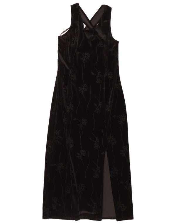 NEW LOOK Womens Sleeveless Velvet Maxi Dress UK 14 Medium Black Floral