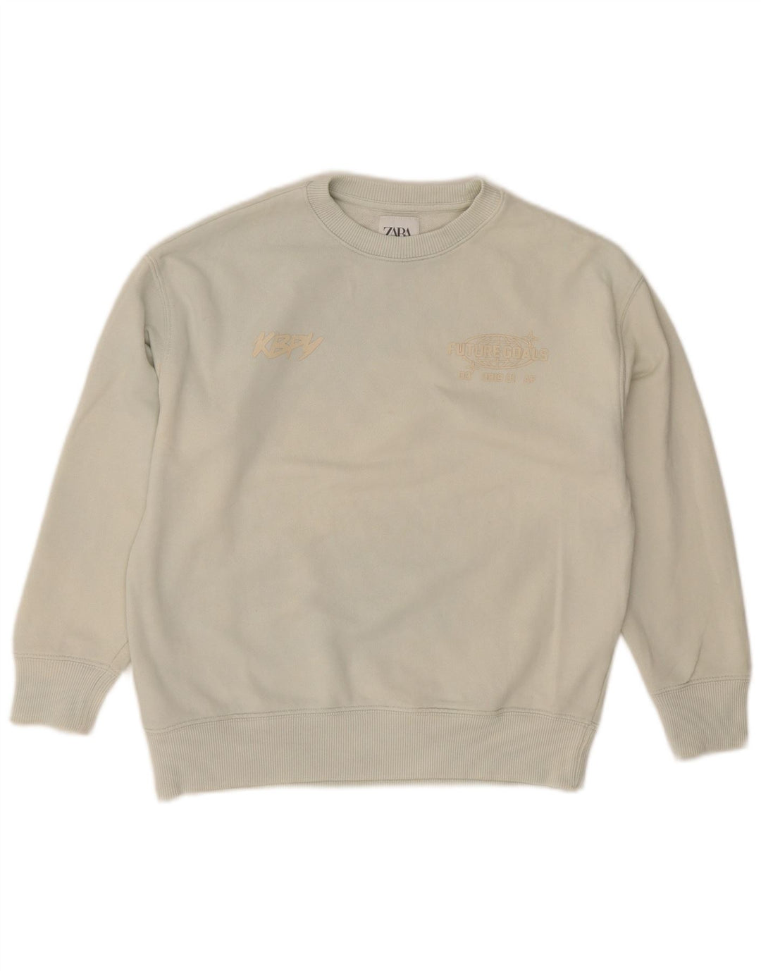 Zara Boys Graphic Sweatshirt Jumper 9-10 Years Green Cotton