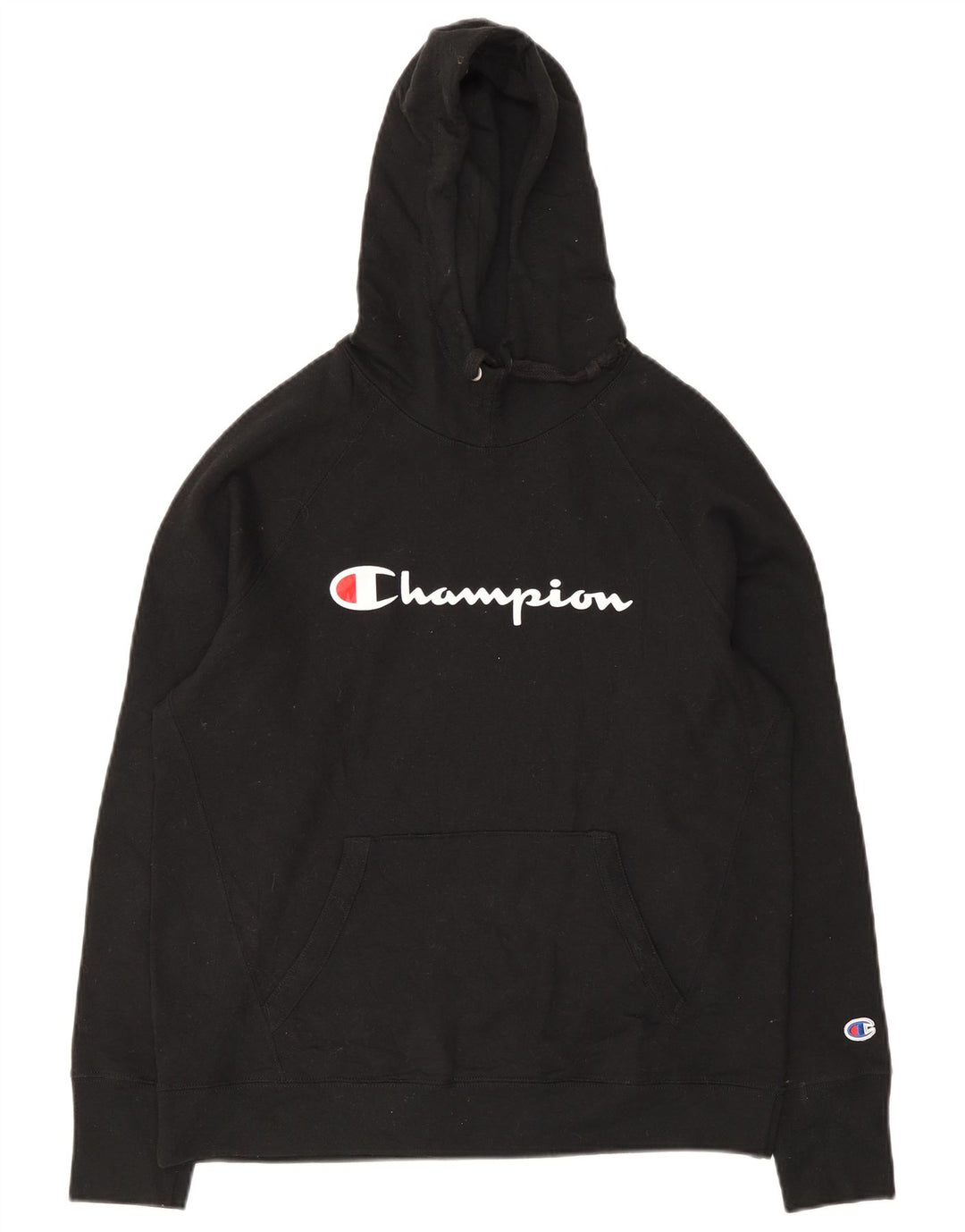 Champion Mens Graphic Hoodie Jumper Medium Black Polyester